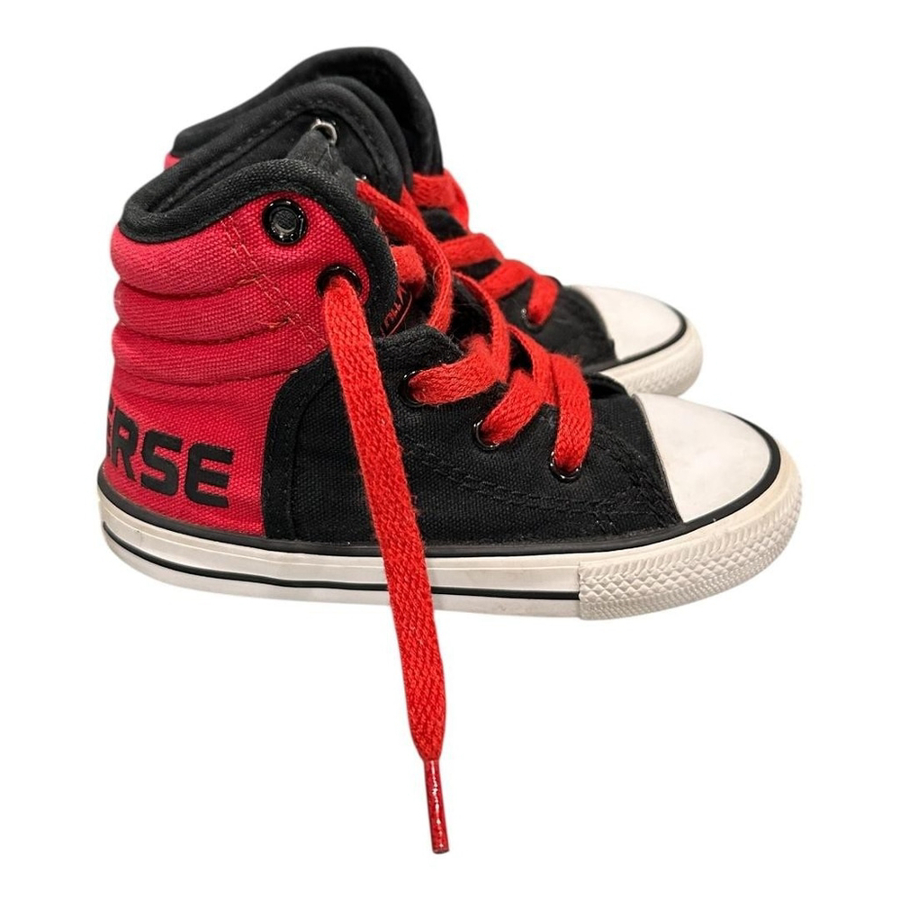 Converse Shoes Boys Size 8 Black Red Chuck Taylor All Star Hi Sneakers 746670C